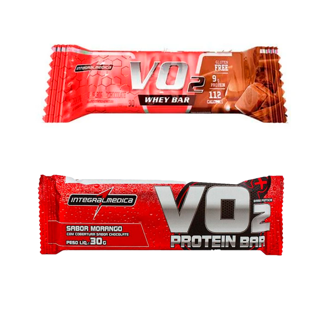 Kit Com 2 Barra de Proteina VO2 Whey Bar Sabores Sortidos - IntegralMedica