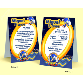 Agradecimentos para festas tema Sonic (d+cn) em Oferta na Shopee