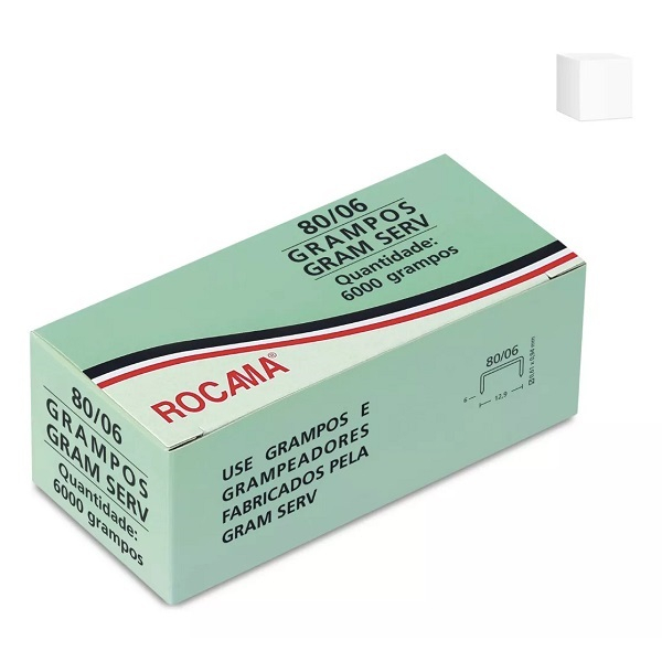 Grampo Para Grampeador Tapeceiro Rocama Caixa Com 6000 Grampos 80/06