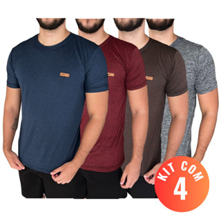 Kit 4 Camisetas Masculinas Dry Fit Malha Fria Moda Fitness Manga Curta para Academia
