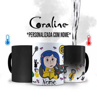 Caneca Mágica Coraline com Nome Personalizado em Oferta na Shopee