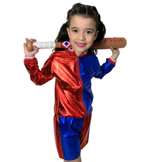 Fantasia Da Arlequina Infantil Harley Quinn C/ Casaco E Taco