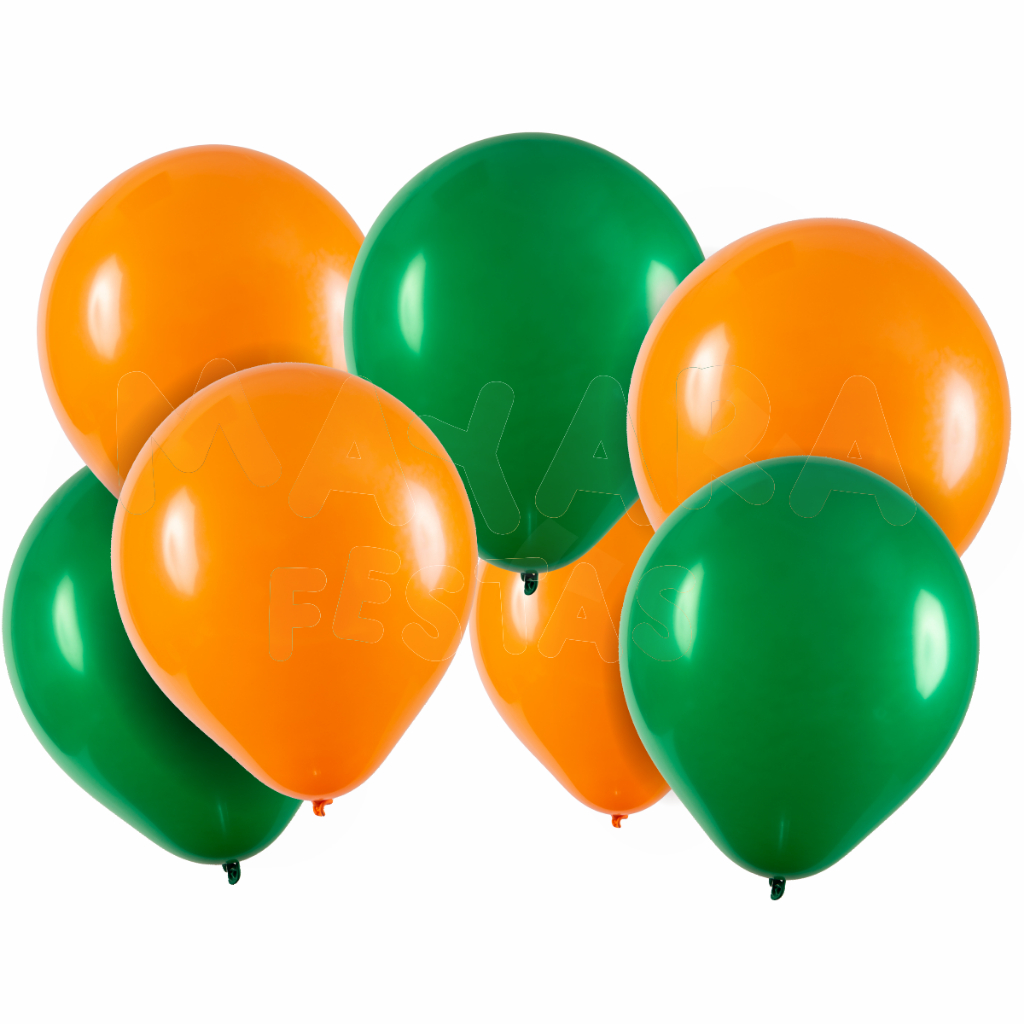 Bexiga - Balão Liso Verde Bandeira e Laranja 8 Polegadas - 50 unidades em Oferta na Shopee