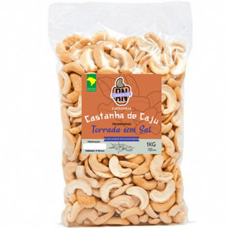 Castanha de Caju 1Kg Torrada em bandas Premium sem Sal Direto do Nordeste.