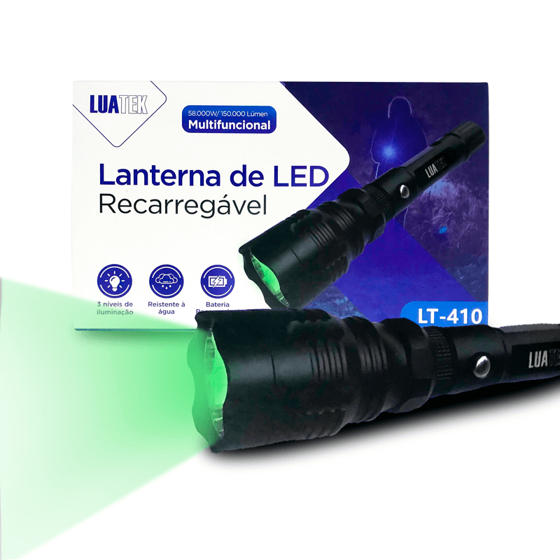 Lanterna Tática Potente De Led Luz Verde Recarregável Luatek
