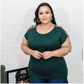 Kit 5 Blusa Manga Curta viscolycra Plus Size