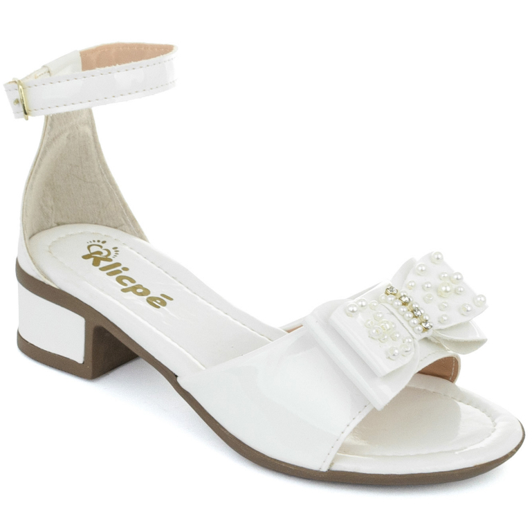 Sandália Feminina Salto Grosso Infantil Laço Strass Perola Festa em Oferta na Shopee