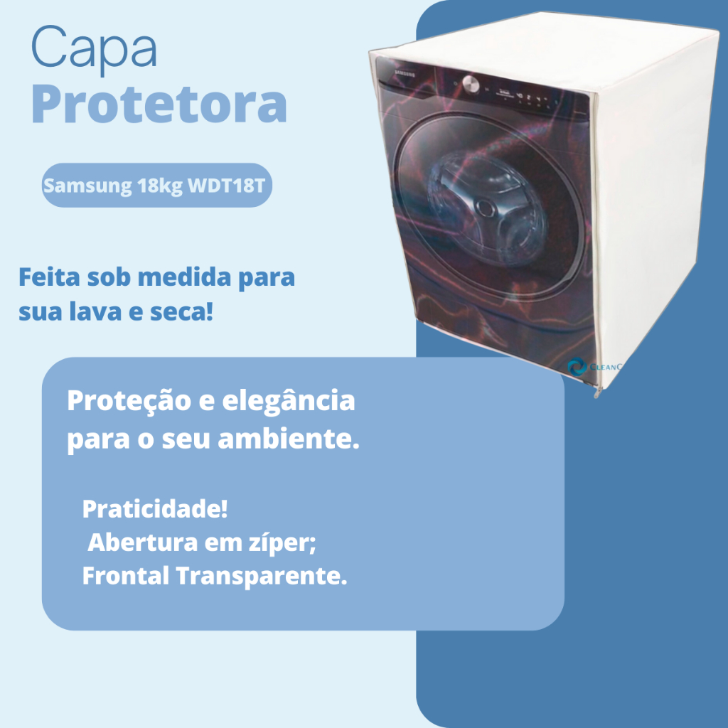 CAPA PARA LAVA E SECA SAMSUNG 18K G WD18T SMART TRANSPARENTE