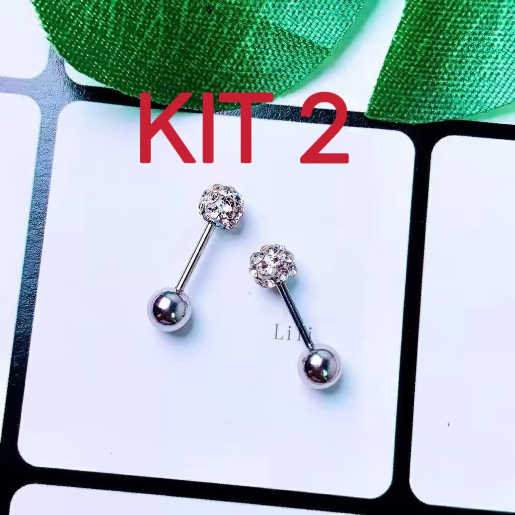 kIit 2 Piercing aço cirúrgico Zircônia Cartilagem Ponto de Luz 8mm Prata em Oferta na Shopee