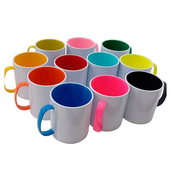 08 Canecas de Polimero Interior e Alça Colorido Para Sublimação Marca Adespan em Oferta na Shopee