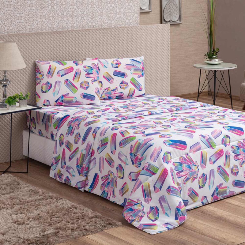 Jogo De Cama Casal Padrão 3 Peças Estampado Luxo- Estampas Sortidas