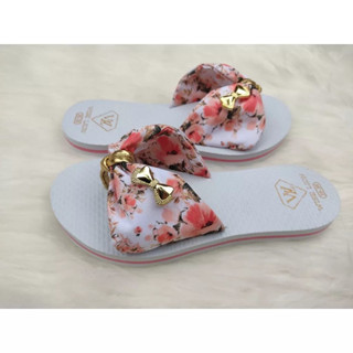 Chinelo Sandália Feminina Laço Pano Tecido Estampado Rasteirinha Floral