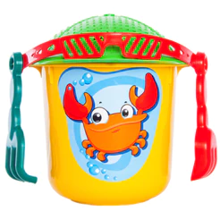 Kit Baldinho Pequeno Praia c/ 4 acessórios Caranguejo Para Diversão nos litorais e parques