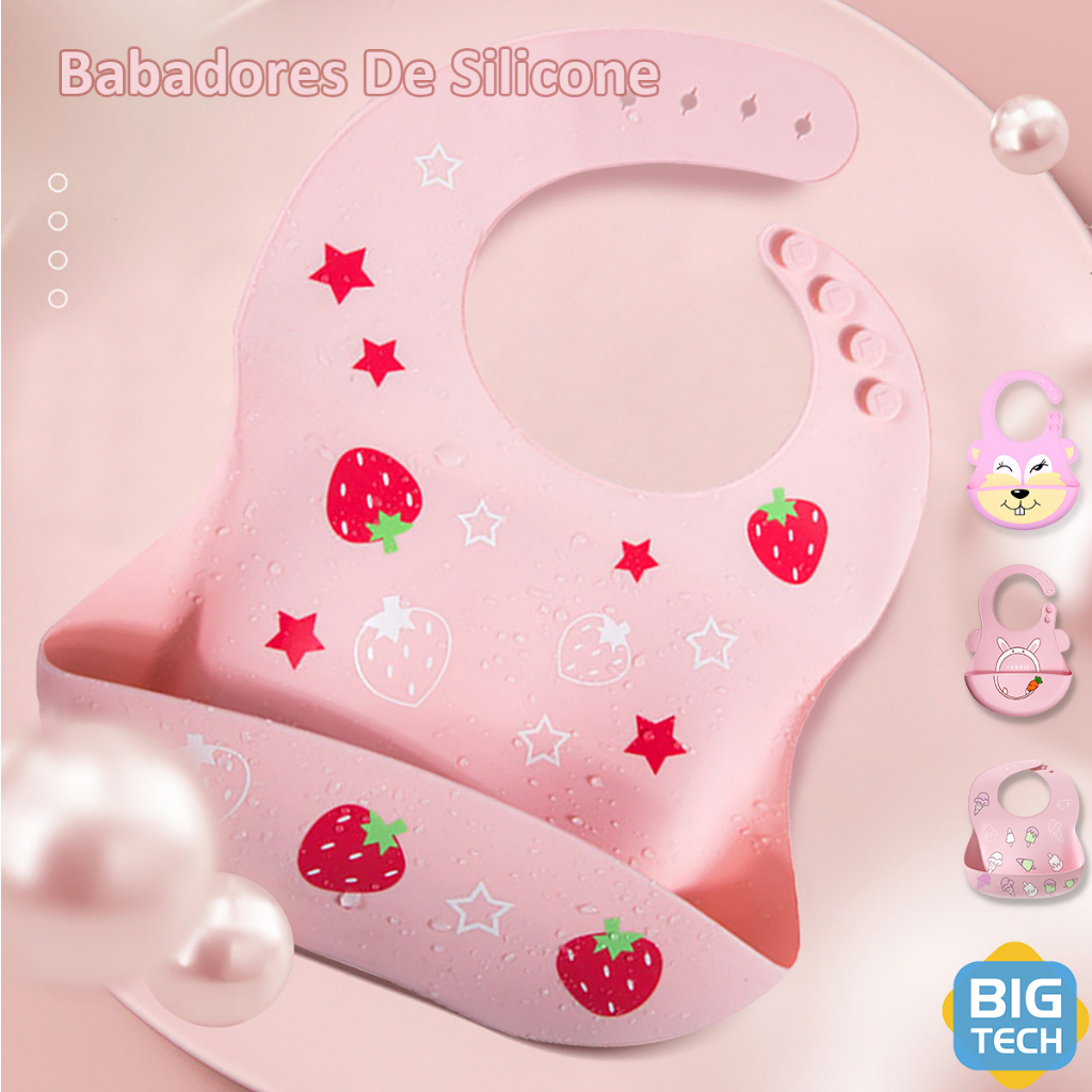 Babador De Silicone Infantil Babadores Impermeável Para Bebê Coletor De Migalhas De Pão Adjustable em Oferta na Shopee