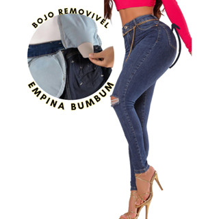 Calça Jeans Feminina Com Bojo Modela Bumbum Removivel Estilo Pitbull Jeans