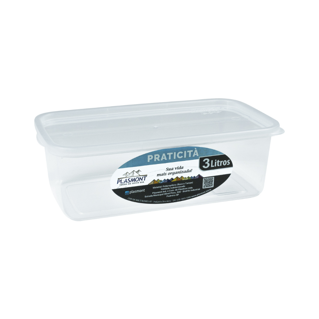 Kit 18 Potes Plástico 3 Lts Herméticos Transparente Marmita Fit Academia Organizador De Alimentos