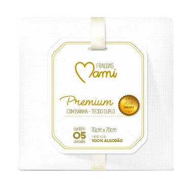 Fralda Premium e Fralda Luxo com Bainha Tecido Duplo Papi 5 Unidades - 100% algodão - Com bainha