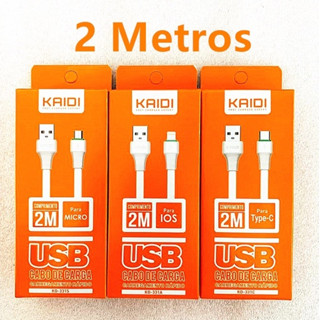 Cabo Carregador Turbo 2m Tipo-c V8 IPhone Android Ios Carrega Rapído e Passa dados Kaidi Otima qualidade