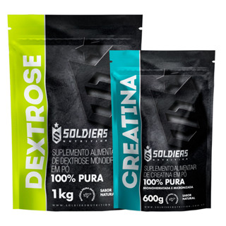 Kit: Dextrose 1Kg + Creatina Monohidratada 600g - 100% Puro Importado - Soldiers Nutrition