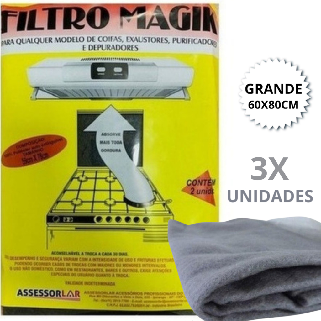 kit 3 Filtro para exaustor coifa fogão purificador depurador sugar Universal