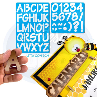 Molde em Stencil Letra Lollipop com 5cm (KIT com 2 Folhas)(Estencil Alfabeto e Numerais) em Oferta na Shopee