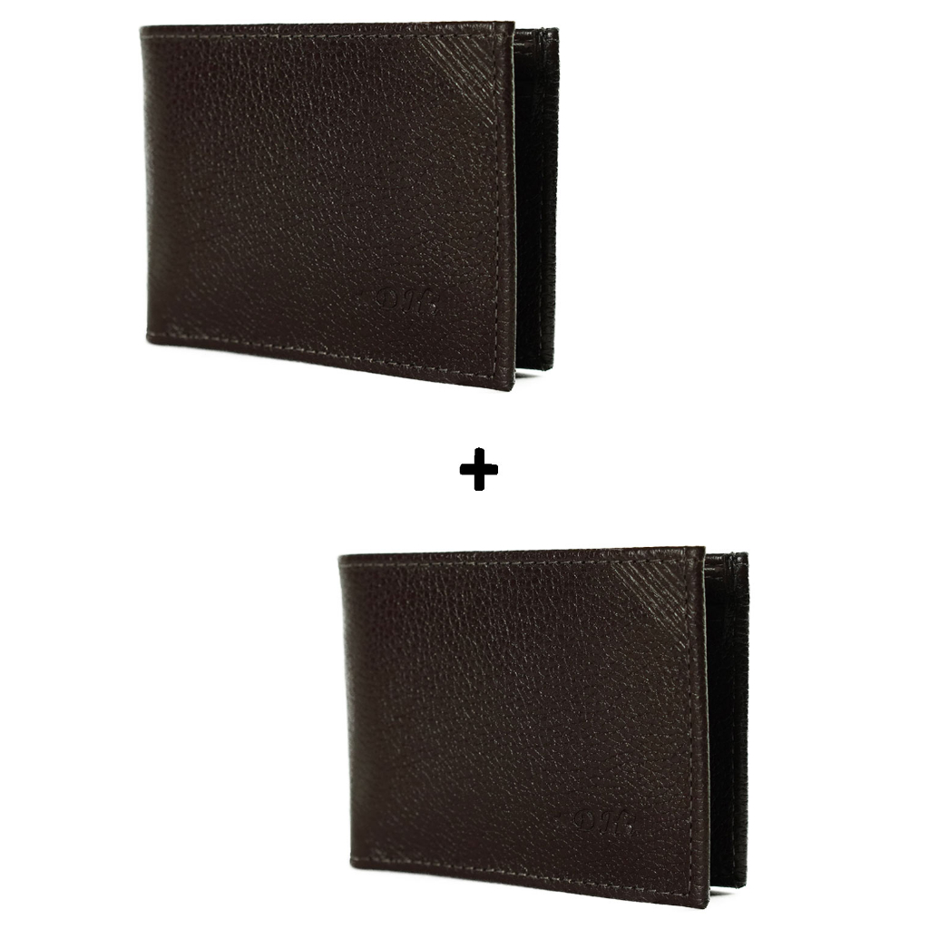 KIT DUAS CARTEIRAS SLIM EM COURO LEGITIMO PRETA OU MARROM NA CAIXA DE PRESENTE.⭐ COMPRE E GANHE UM PORTA MOEDA⭐