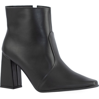 Bota Feminina Lumiss Bico Fino Confortável Salto Alto Grosso Cano Curto Com Zíper em Oferta na Shopee