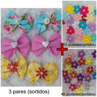 Kit 6LAços 10mini Flores 40 Flores com gliter Adesivados Pet/Banho e Tosa em Oferta na Shopee