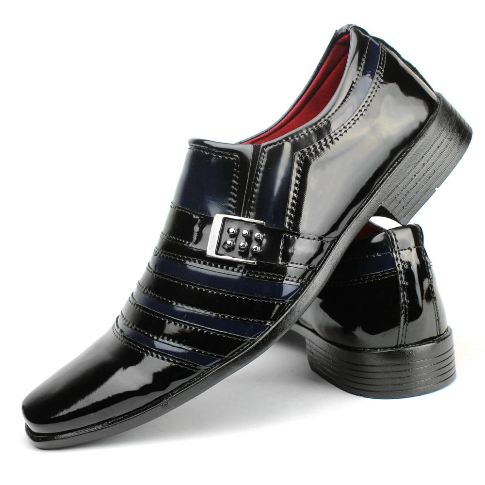 Sapato Social Masculino Preto Com Azul Muito Elegante Confortável  Super Promoção Imperdível