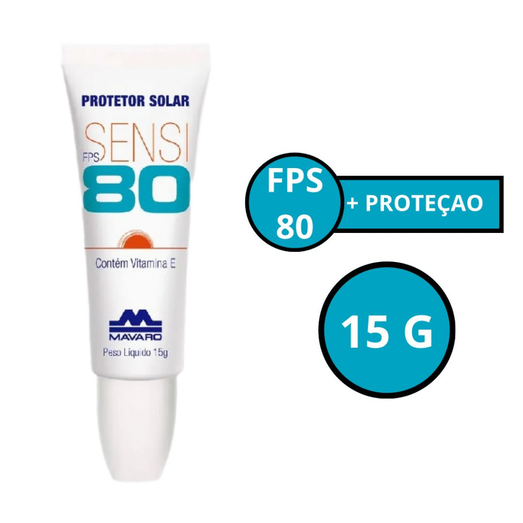 Protetor Solar Labial Sensi FPS 80 Mavaro Bisnaga de 15g Proteção para Lábios