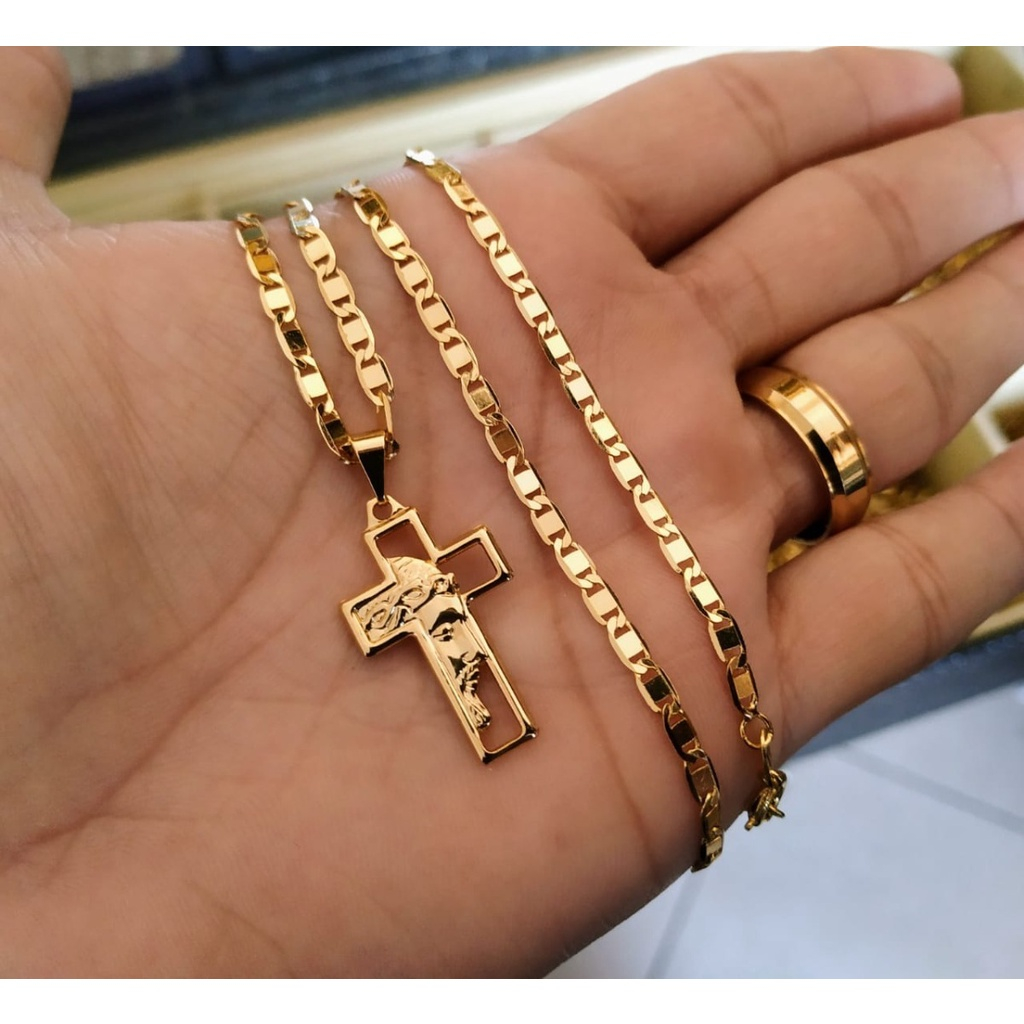 Corrente Masculina Piastrine com Pingente Cruz Face de Jesus 100% Moeda Antiga em Oferta na Shopee