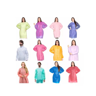 Kit com 5 Aventais Descartáveis de Manga Longa - TNT com Gramatura 40 (Várias Cores) em Oferta na Shopee