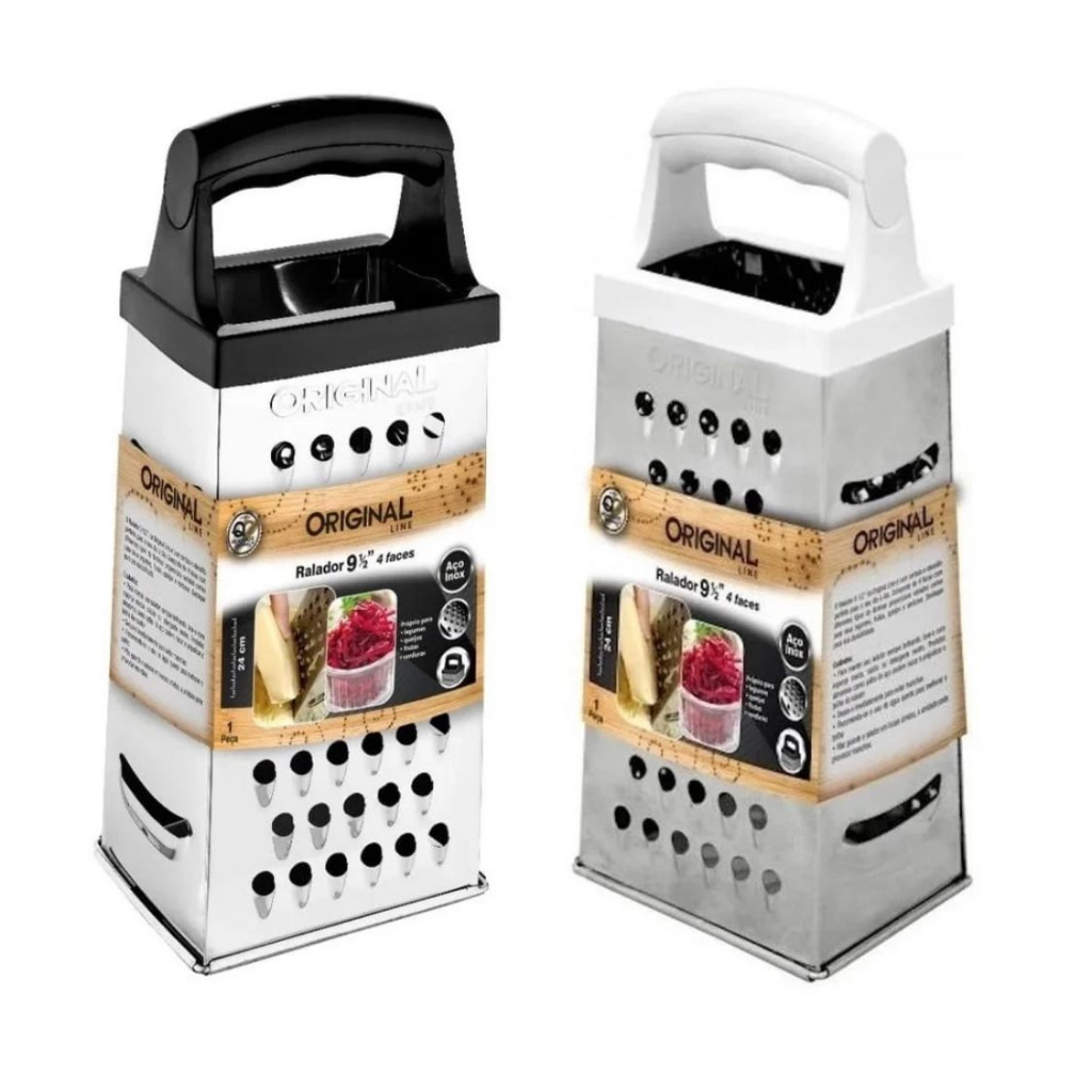 Ralador Inox 4 faces 23x10x7cm Queijo Frutas Legumes Alimentos Original Line Aço Inox Manual Multiuso Universal em Oferta na Shopee
