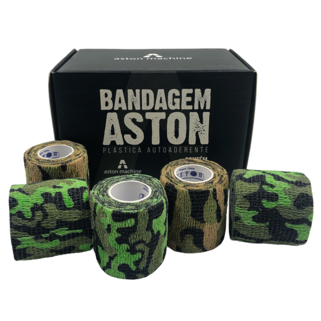 Caixa 12 Unidades Bandagem Camuflada Verde Aston Tatuagem Tattoo Fita Adesiva Oferta Imperdível