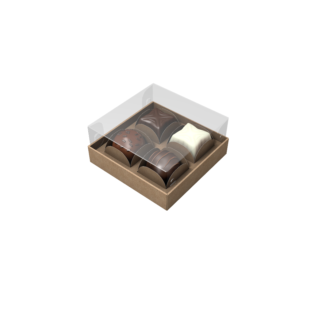 50 Caixas Brigadeiro Gourmet para 4 doces Branco ou Kraft 10x10x4cm em Oferta na Shopee