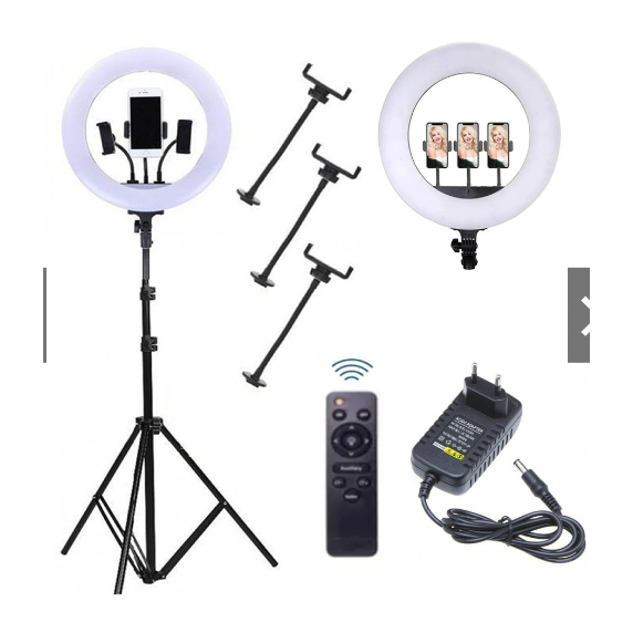 Iluminador Ring Light 14 Polegadas COM Tripe 2.1m COM 3 Suporte De Celular ( 110v )