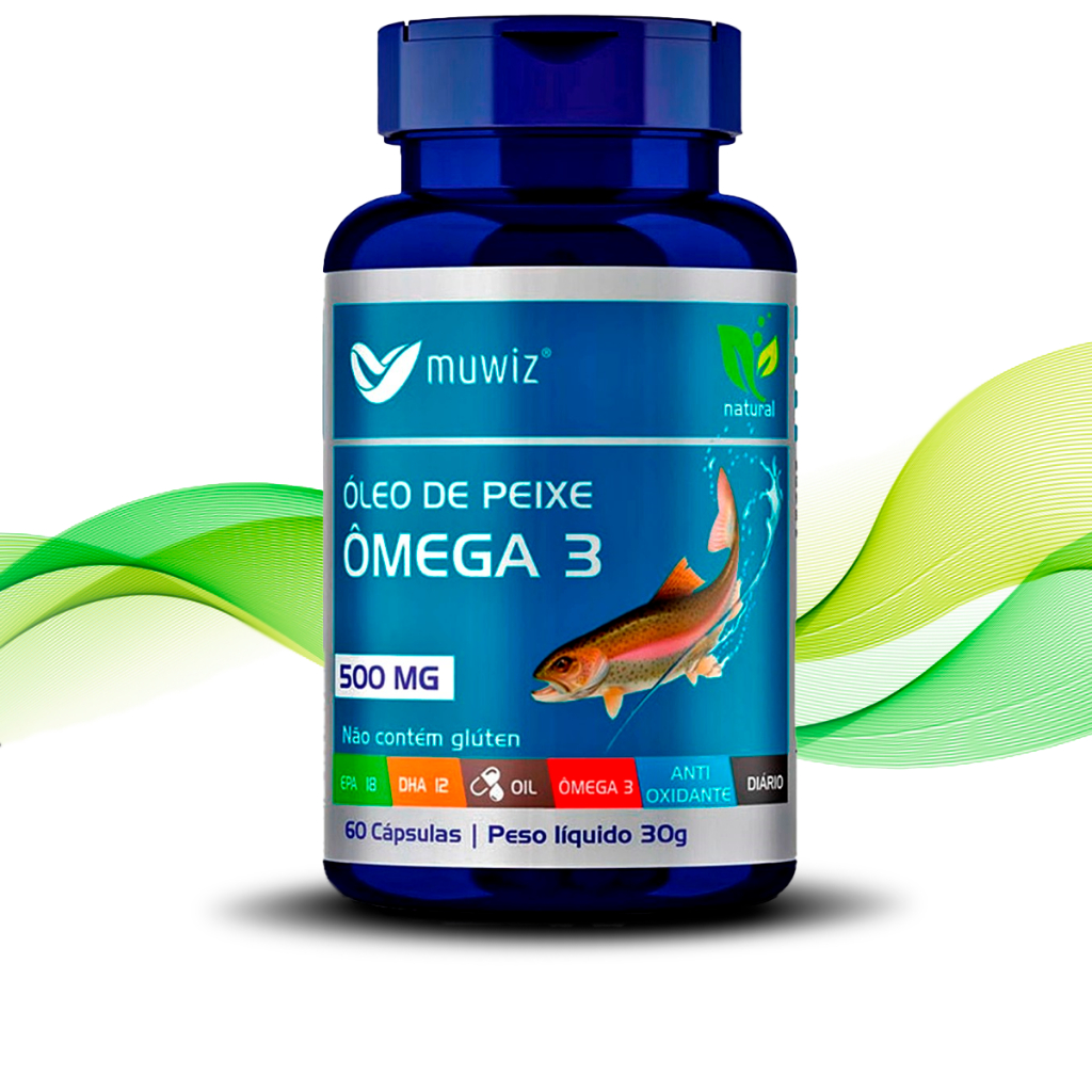 Ômega 3 Óleo de Peixe Muwiz 60 Cápsulas 500mg