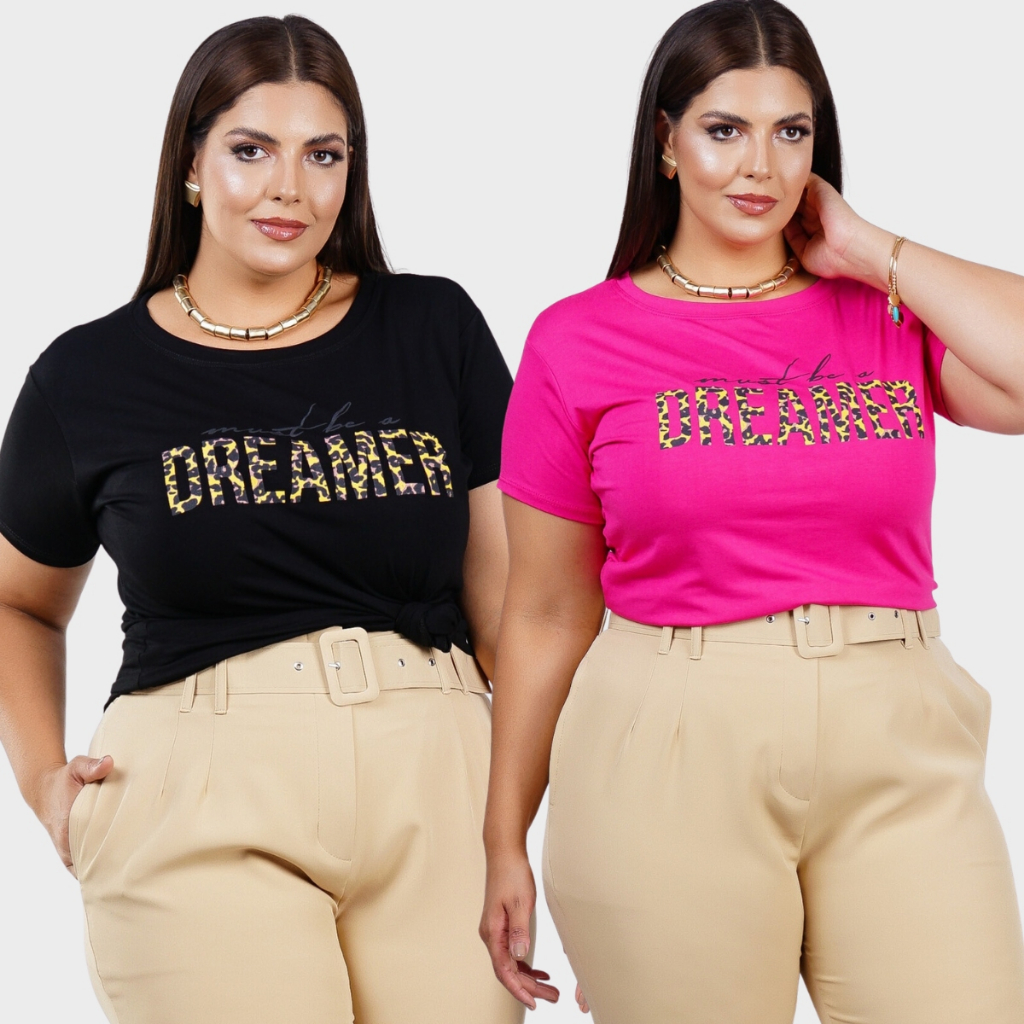 T-shirt Plus Size Blusa GG e G1 Blusa Feminina Must Be a Dream em Oferta na Shopee