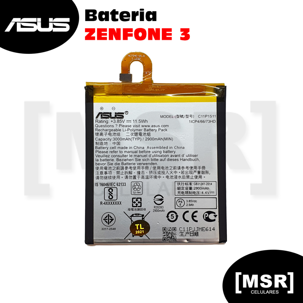 Bateria celular ASUS modelo ZENFONE 3 (flex curvo)