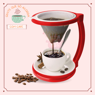 Suporte para Café Vermelho kit com coador em Oferta na Shopee