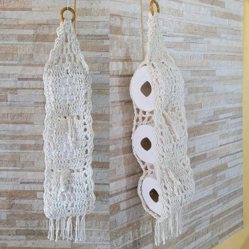 Porta Papel Higiênico Suporte Artesanal em Crochê de Algodão em Oferta na Shopee