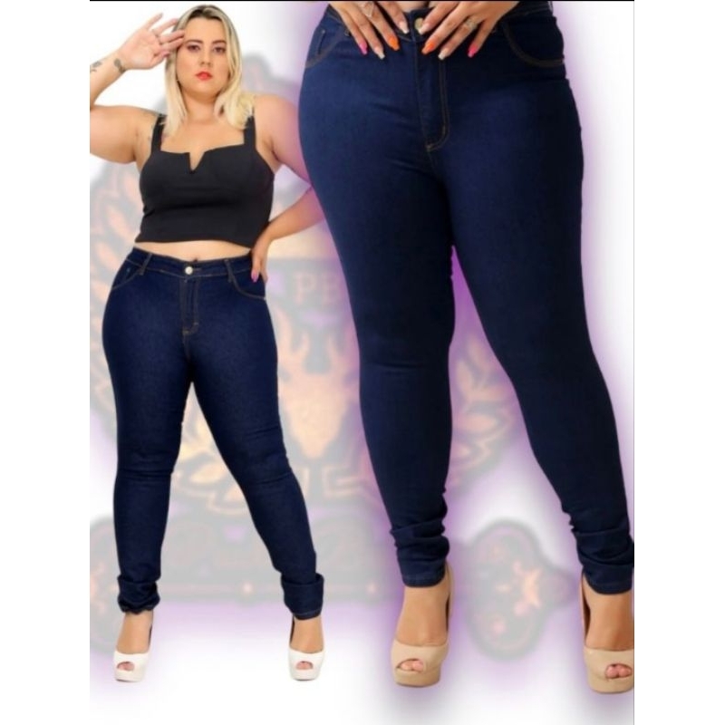 calça jeans escura feminina plus size com laycra wissam jeans