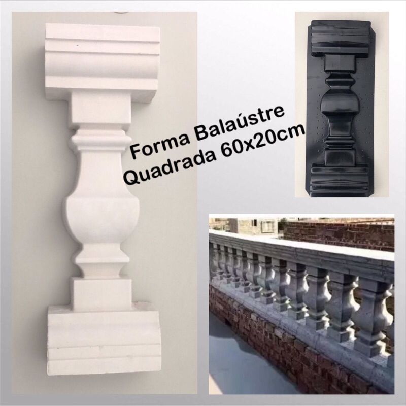 Forma Molde Balaústre Quadrada 3D em Abs 1,5mm - 60x20cm