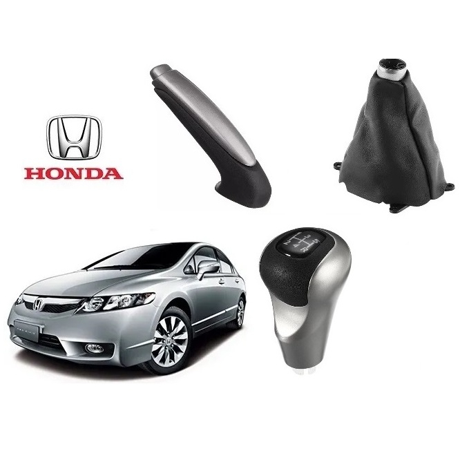 Manopla + Coifa Câmbio Manual+manopla Freio De Mão New Civic 2006 a 2012, todos modelos manuais, produto com garantia e postagem imediatra (estoque no Brasil)