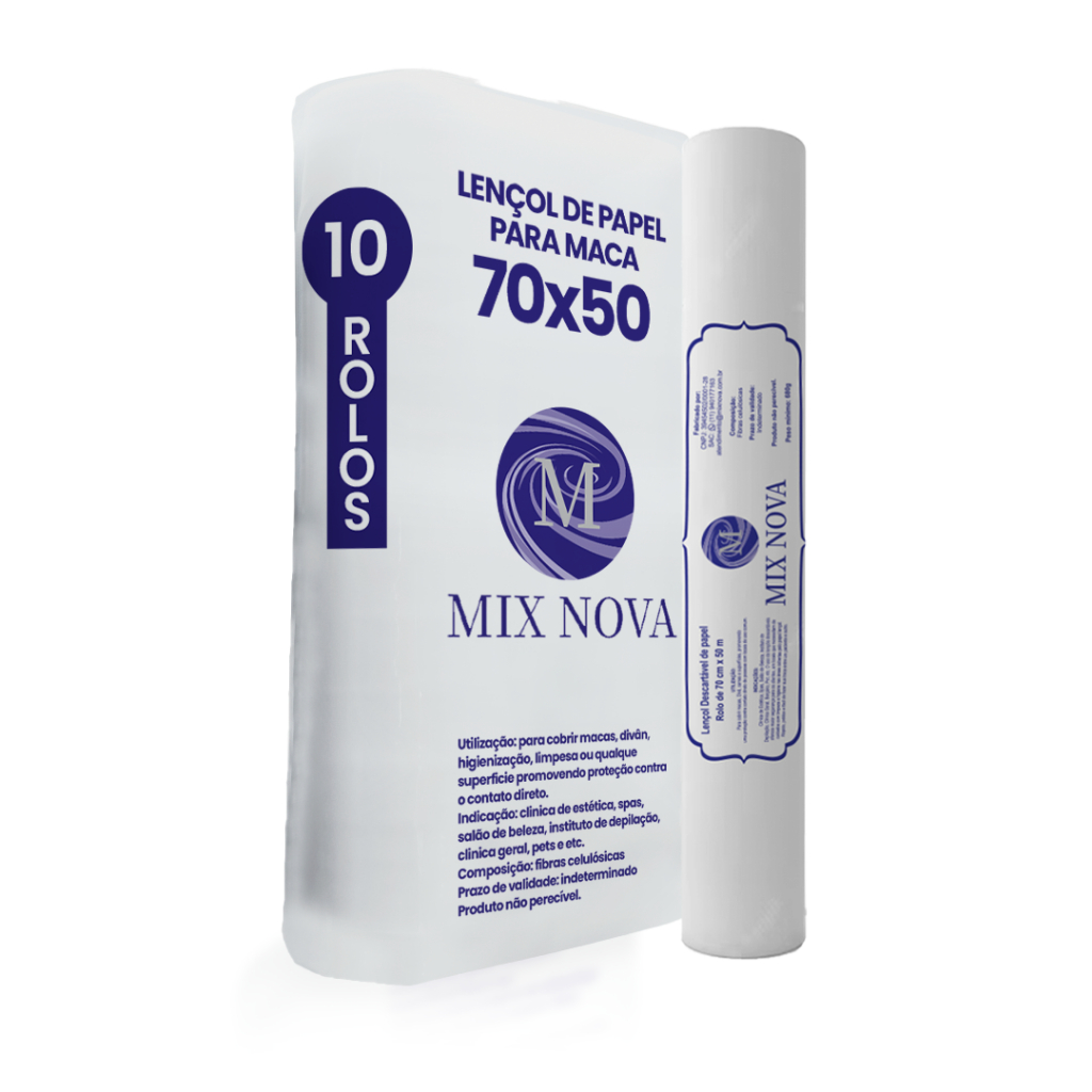 Lençol Descartavel Papel Hospitalar Maca 70x50 Cx 10 Rolos