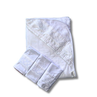 Toalha Banho Forrada C/ Capuz Branca + Jogo De Boca Malha Moderna 100% Algodão Clássica Básica em Oferta na Shopee