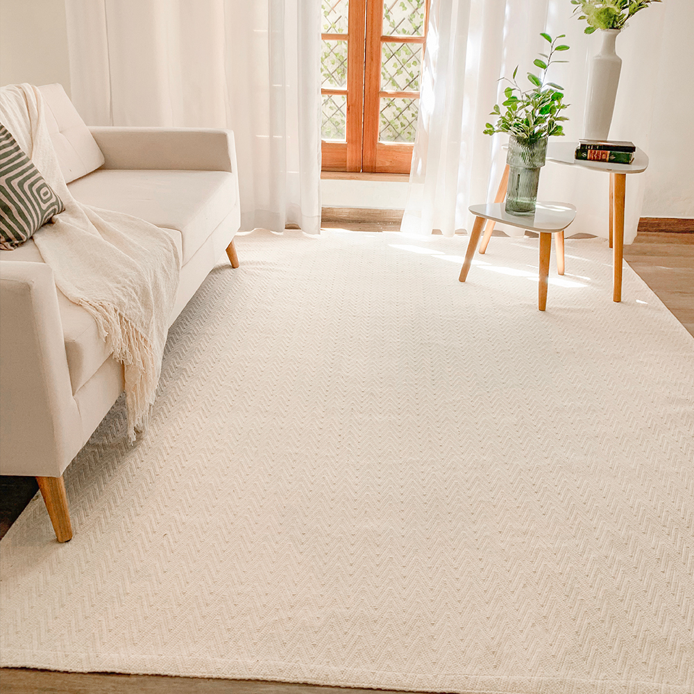 Tapete Sala Quarto Grande 3,00m x 2,00m Antiderrapante Algodão Artesanal Decoração Chevron...