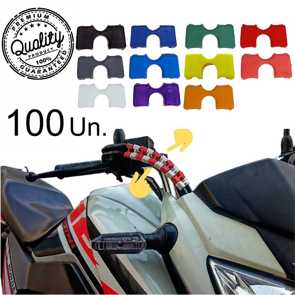 Kit 50 a 100 - Clip Organizador Cabo Fio de Moto Pecinha - Escolha sua Cor