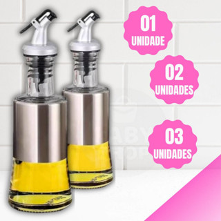 Porta Azeite Vinagre Em Vidro Inox Com Bico Dosador