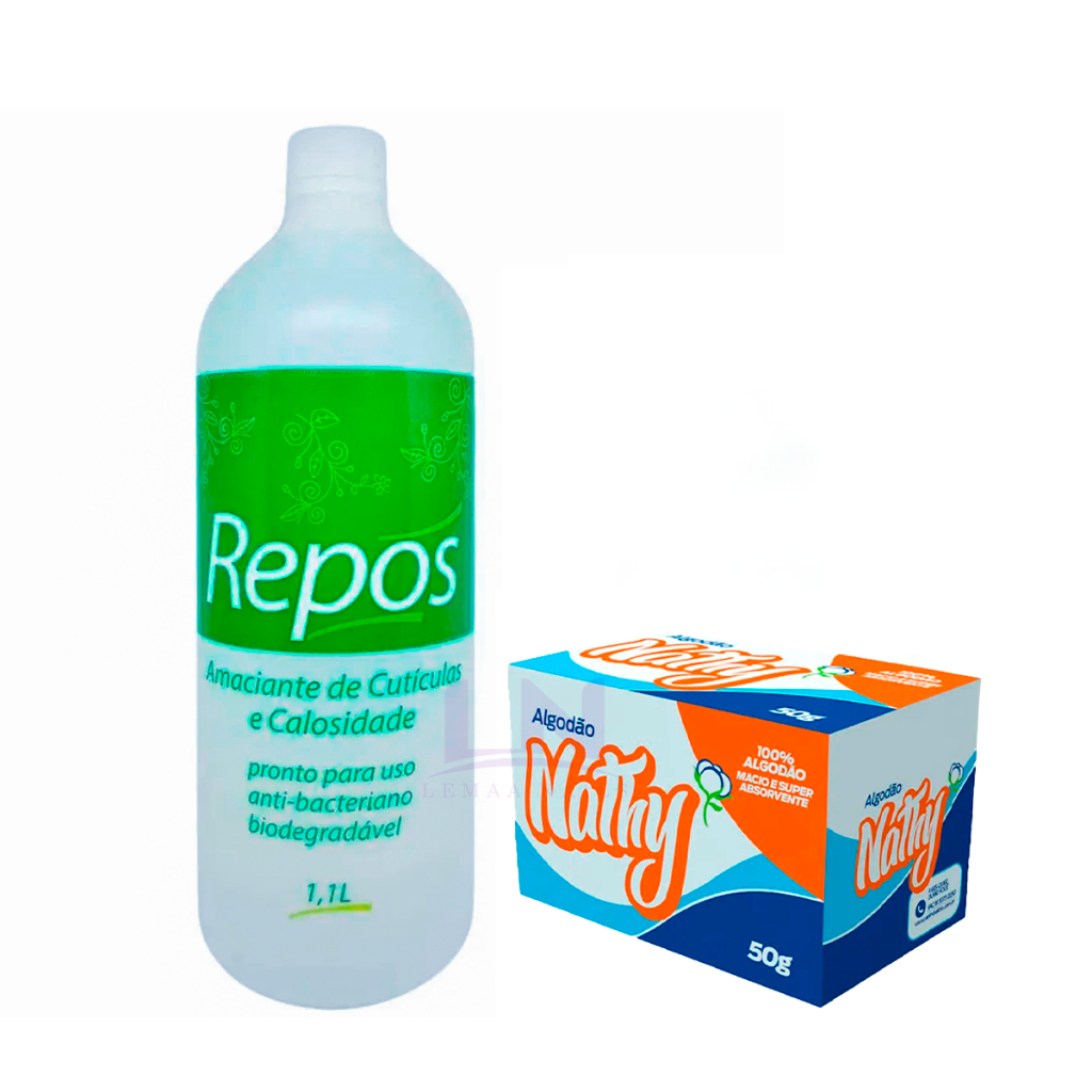Amaciante De Cutícula E Calosidade Repos 1,1l - Amolecedor de Calos + Algodão 25g